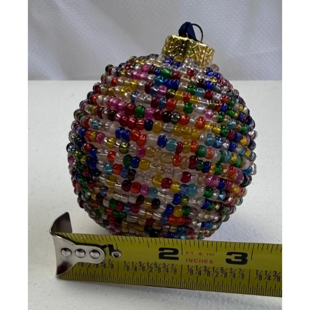 Handmade Colorful Beaded Sphere Ornament Christmas Tree Decoration Wire 3